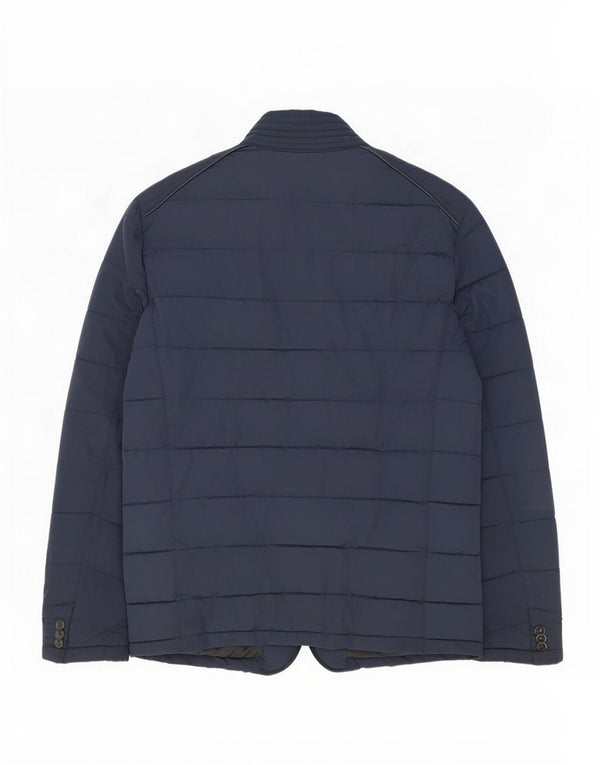 Jaqueta acolchoada masculina Zara UK 38 poliéster azul marinho médio