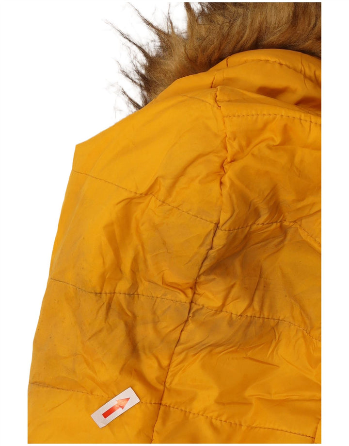 Jaqueta acolchoada com capuz feminina Zara UK 10 poliéster amarelo pequeno