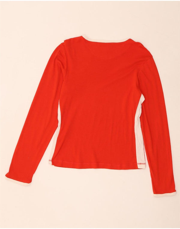 Top feminino Champion de manga comprida UK 18 XL vermelho algodão colorblock