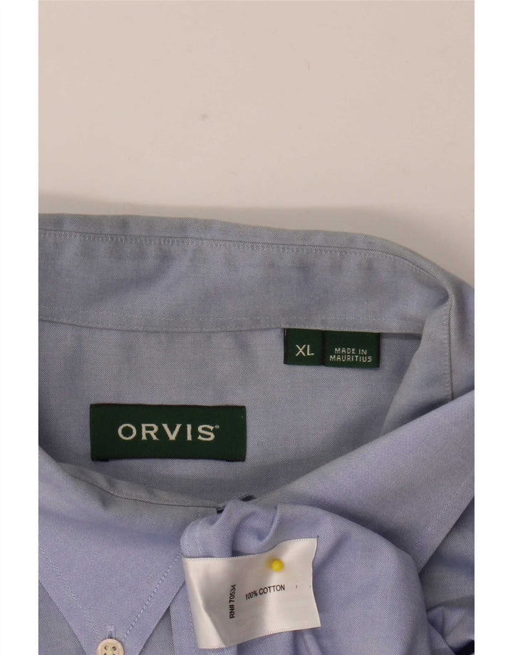 Camisa masculina Orvis XL algodão azul