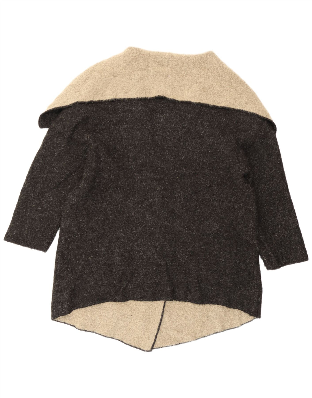 Suéter cardigã aberto com palangre feminino Zara Reino Unido 14 bloco colorido cinza médio