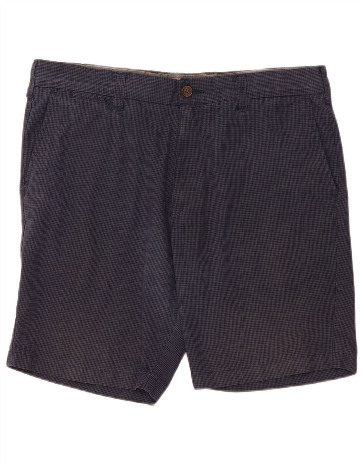 Shorts chino masculino Marks & Spencer W36 grande algodão guingão azul marinho