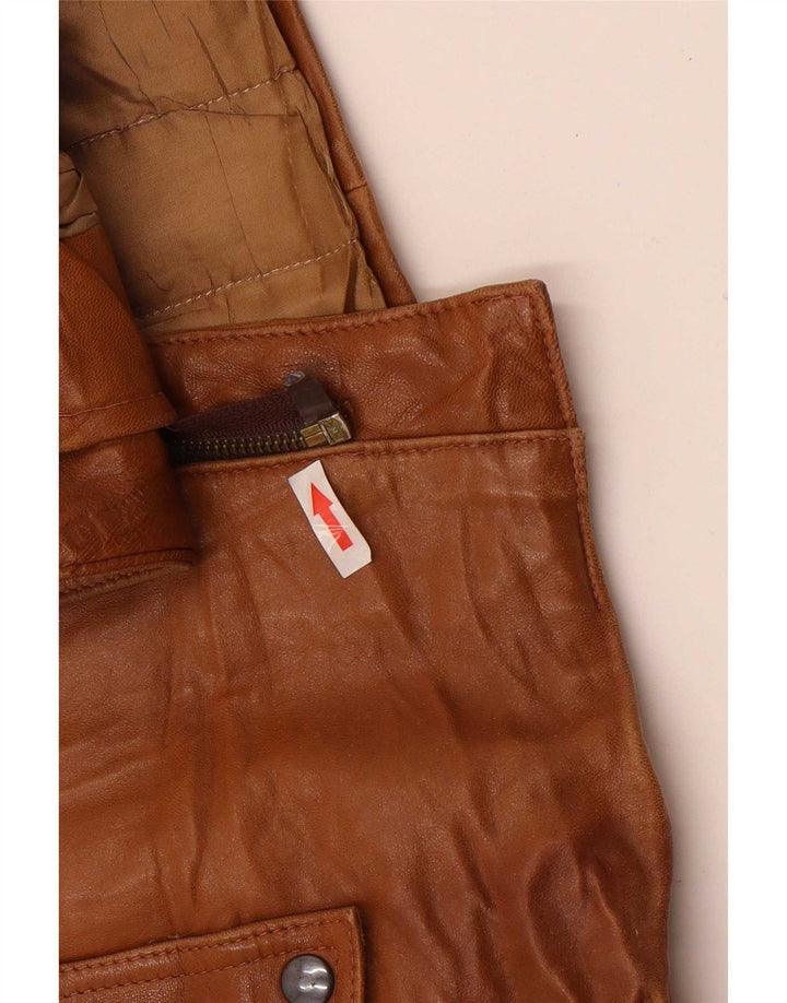 Jaqueta de couro masculina vintage IT 50 grande marrom