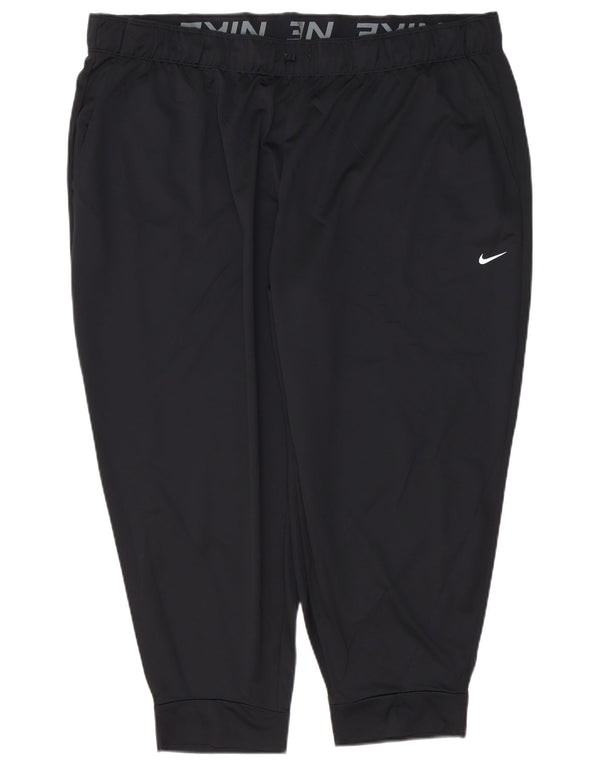 Nike Womens Dri Fit Capri Calças de treino Joggers UK 20 2XL Preto