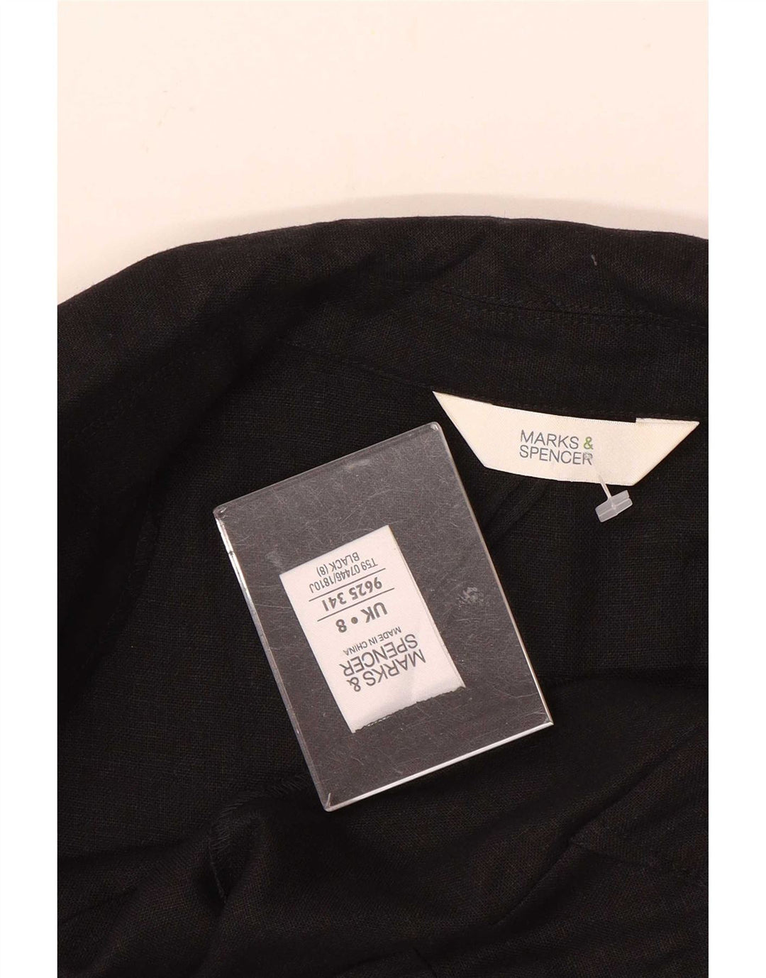 Jaqueta blazer feminina de manga 3/4 Marks & Spencer UK 8 pequena linho preto