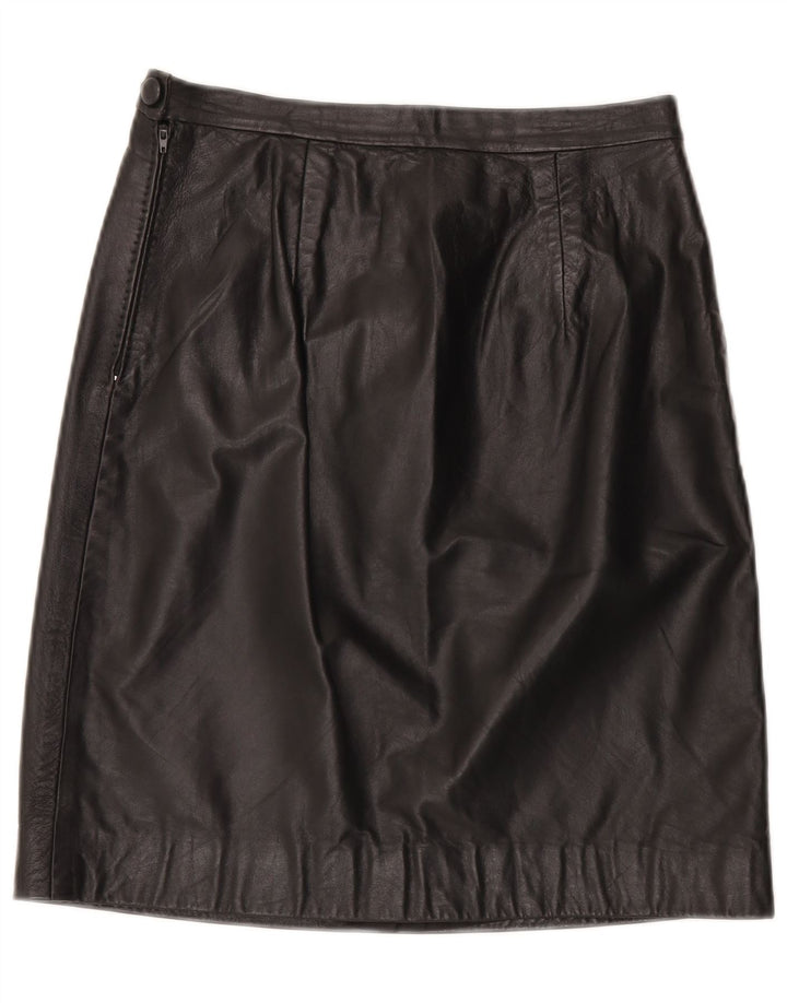 Saia de couro feminina vintage W29 média preta