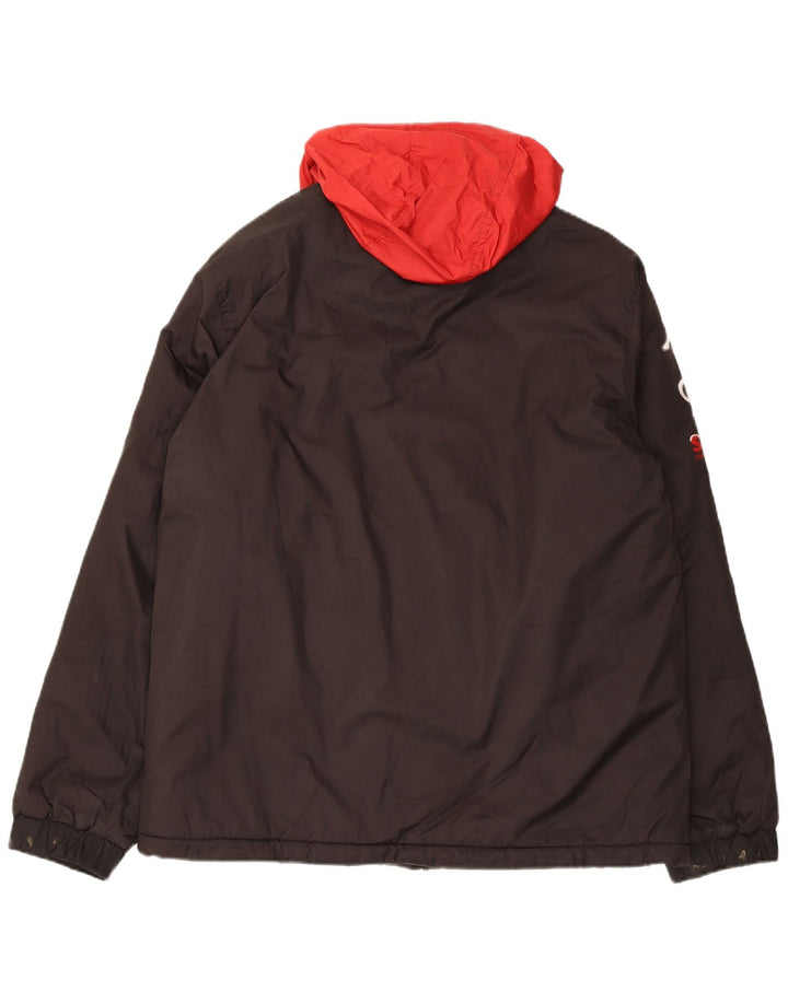 Jaqueta corta-vento masculina Kappa com capuz gráfico UK 40 grande poliéster preto