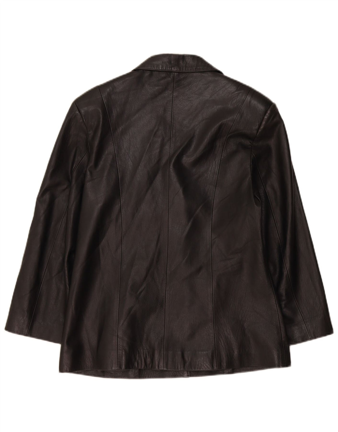 Jaqueta blazer feminina vintage de couro com 5 botões Reino Unido 14 grande preta