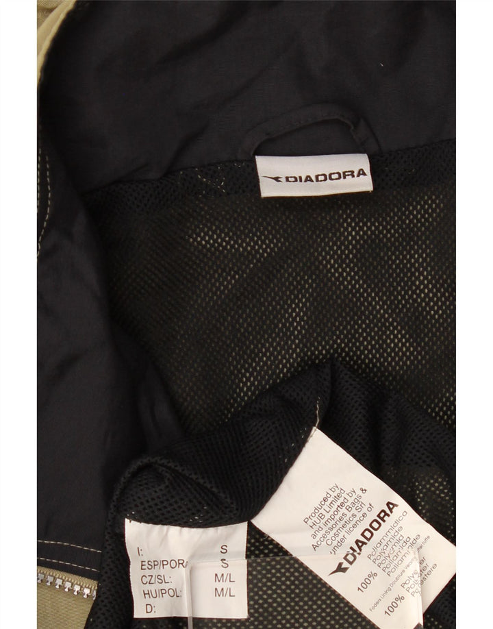 Jaqueta de chuva masculina Diadora com capuz UK 36 pequena poliamida cáqui
