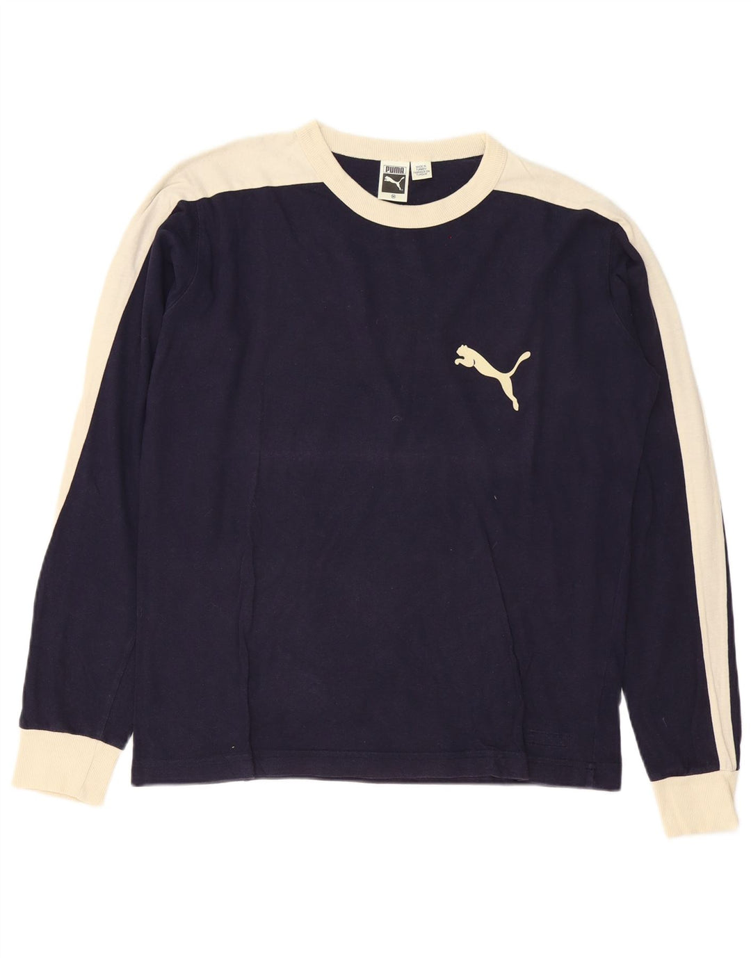 Puma masculino top manga longa médio azul marinho algodão colorblock