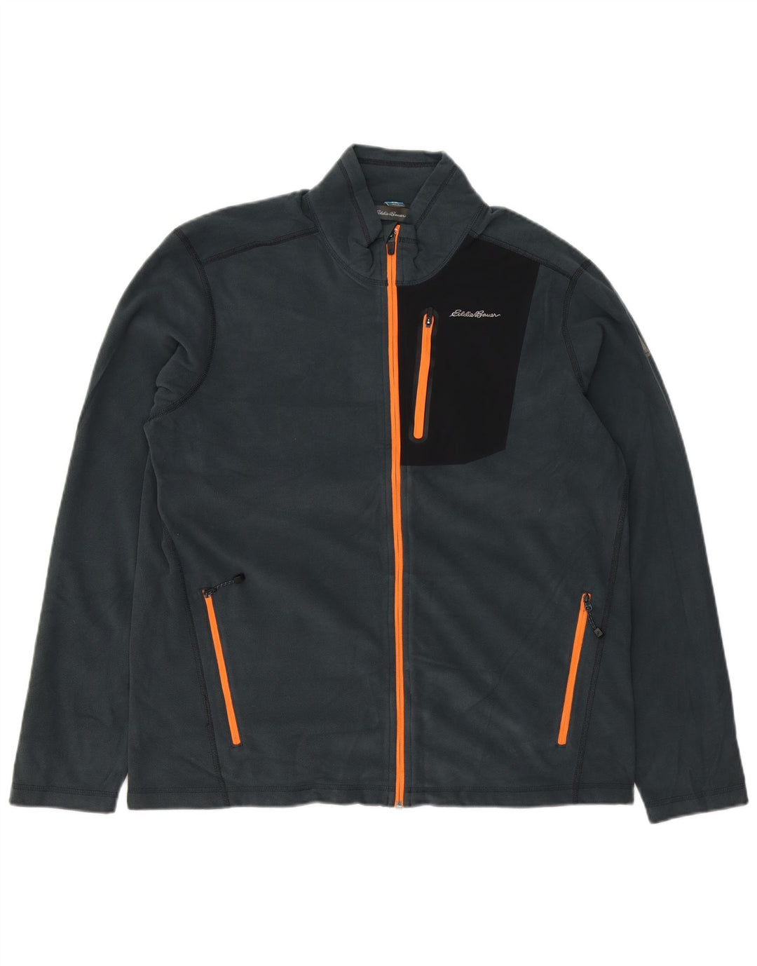 Jaqueta de lã masculina EDDIE BAUER Reino Unido 40 grande bloco colorido azul nylon