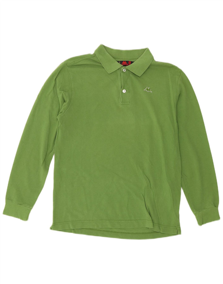 Camisa polo masculina Kappa manga comprida regular fit algodão verde médio