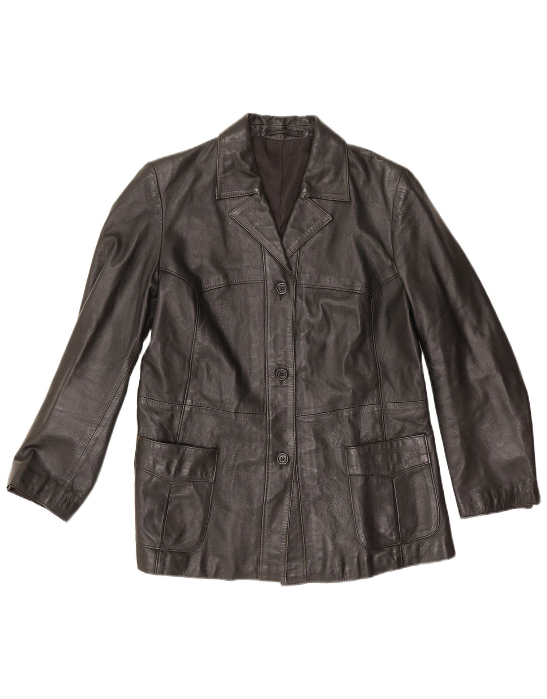 Jaqueta de couro feminina vintage EU 42 grande couro preto