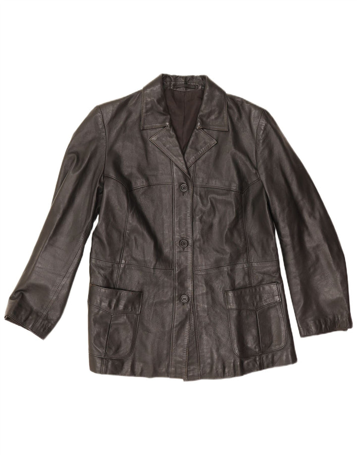 Jaqueta de couro feminina vintage EU 42 grande couro preto