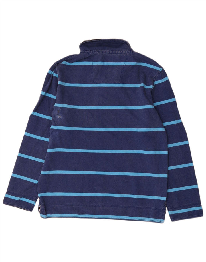 Suéter masculino Crew Clothing com zíper e gola listrada azul marinho médio