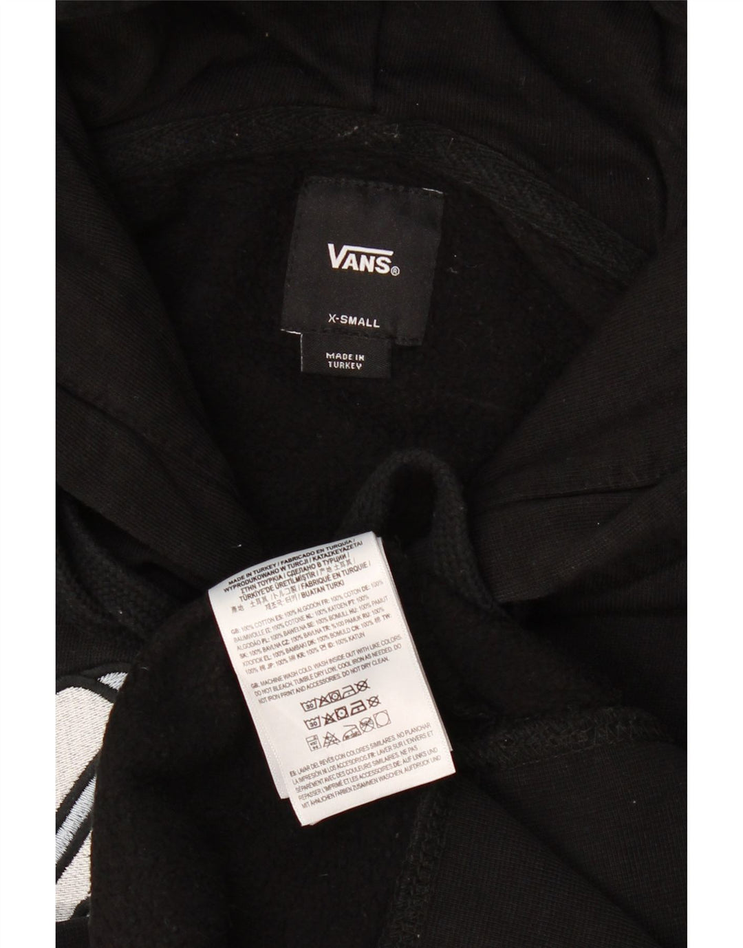 VANS Mens Graphic Hoodie Jumper XS Algodão Preto