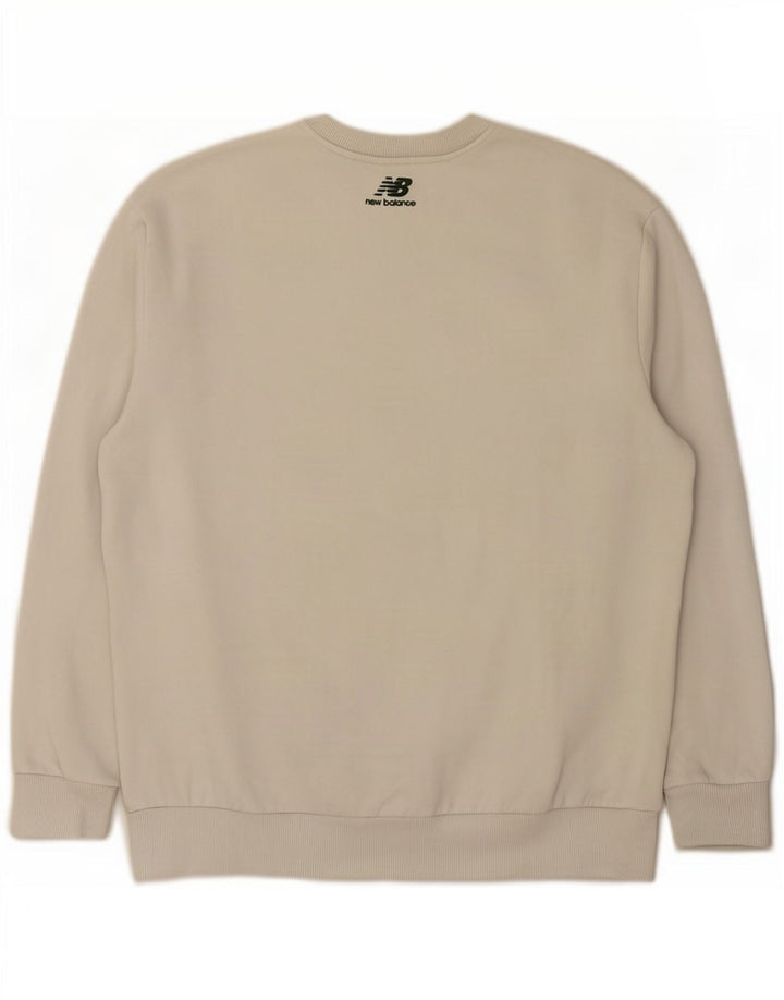 Suéter gráfico masculino New Balance grande algodão branco