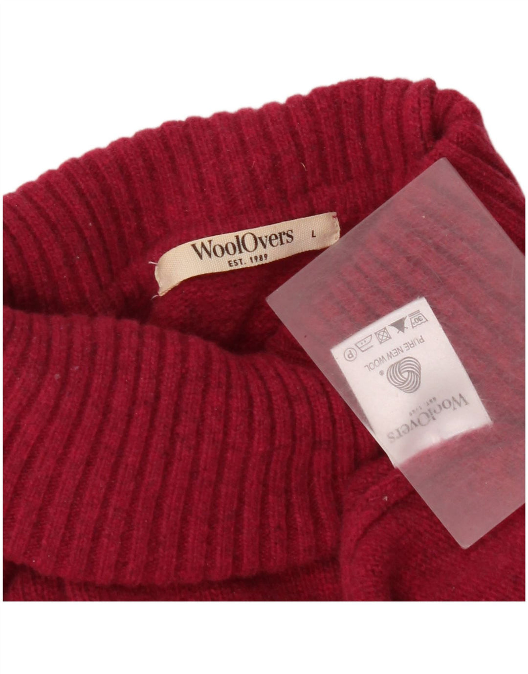 Suéter feminino WoolOvers com gola redonda, tamanho UK 16, grande, rosa, lã nova