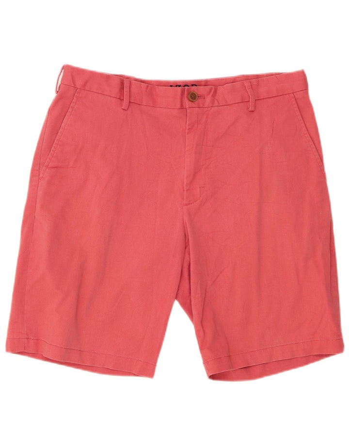 IZOD Mens Chino Shorts W32 Algodão Vermelho Médio