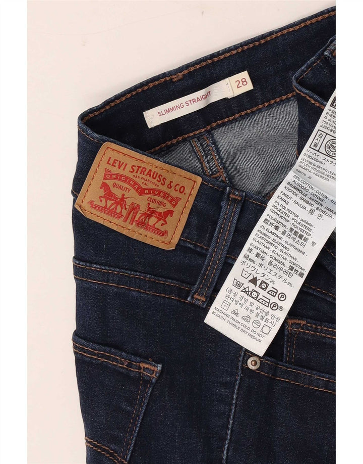 Jeans femininos Levi's Slimming Straight W28 L26 Azul Marinho Algodão