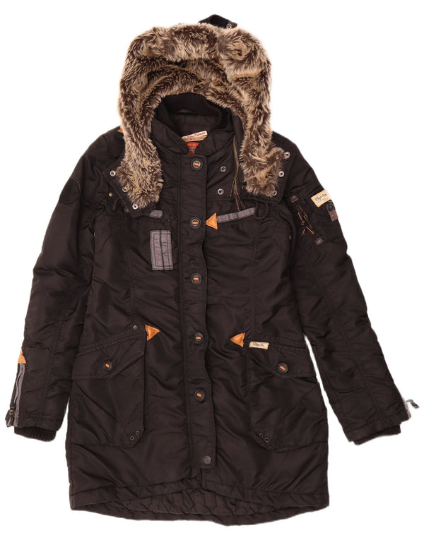 Casaco feminino acolchoado com capuz KHUJO UK 14 poliéster preto médio