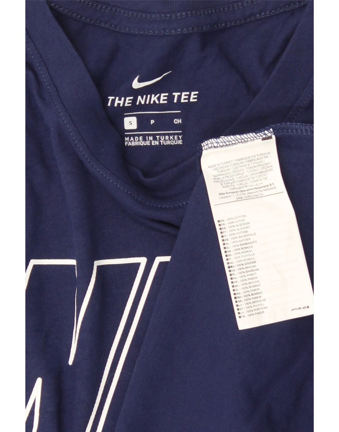 Camiseta gráfica masculina NIKE Top pequeno algodão azul marinho
