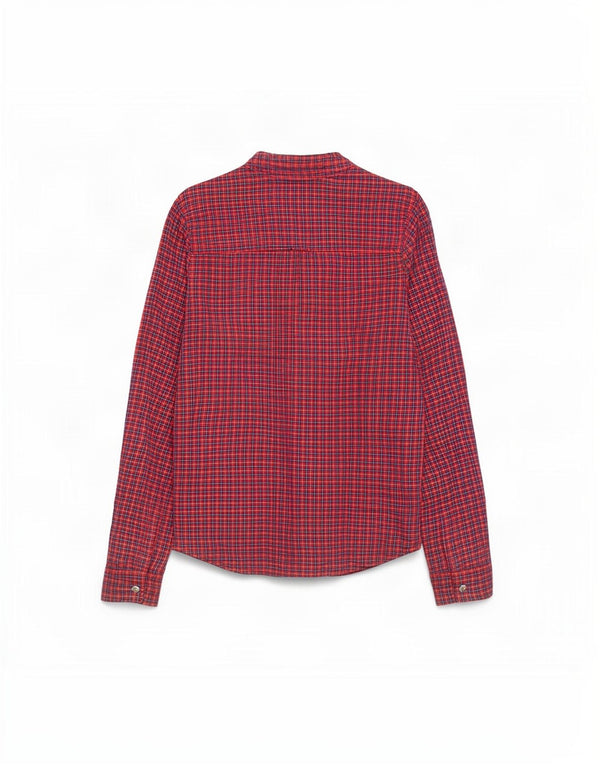 Camisa feminina de flanela Hollister Reino Unido 12 algodão xadrez vermelho médio