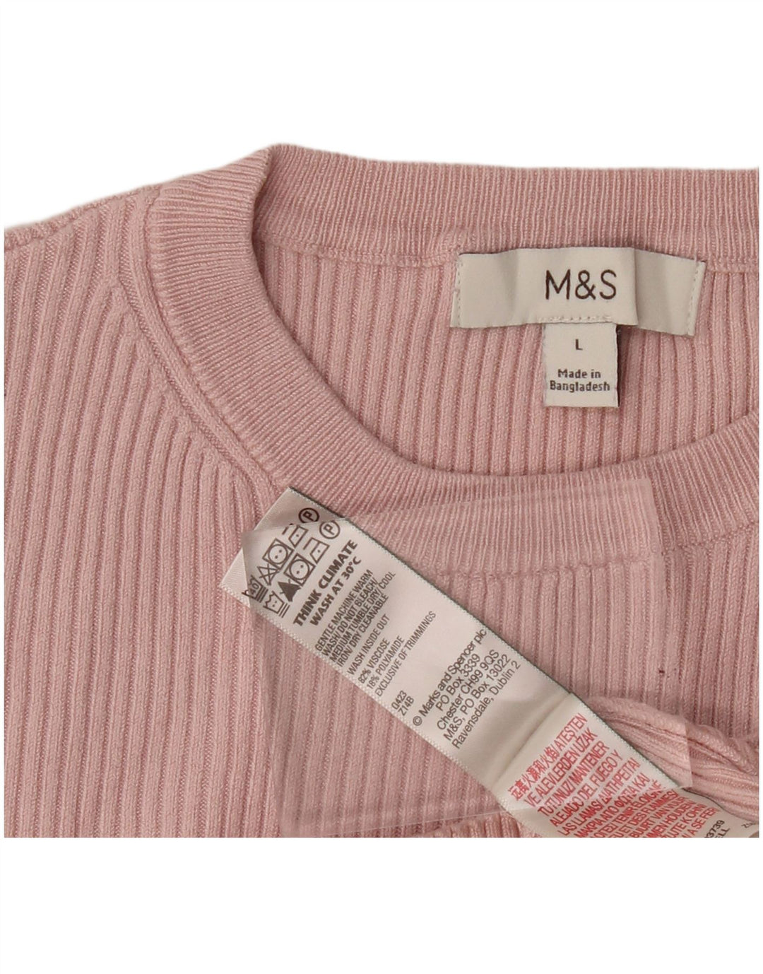Camiseta feminina Marks & Spencer UK 14 grande viscose rosa