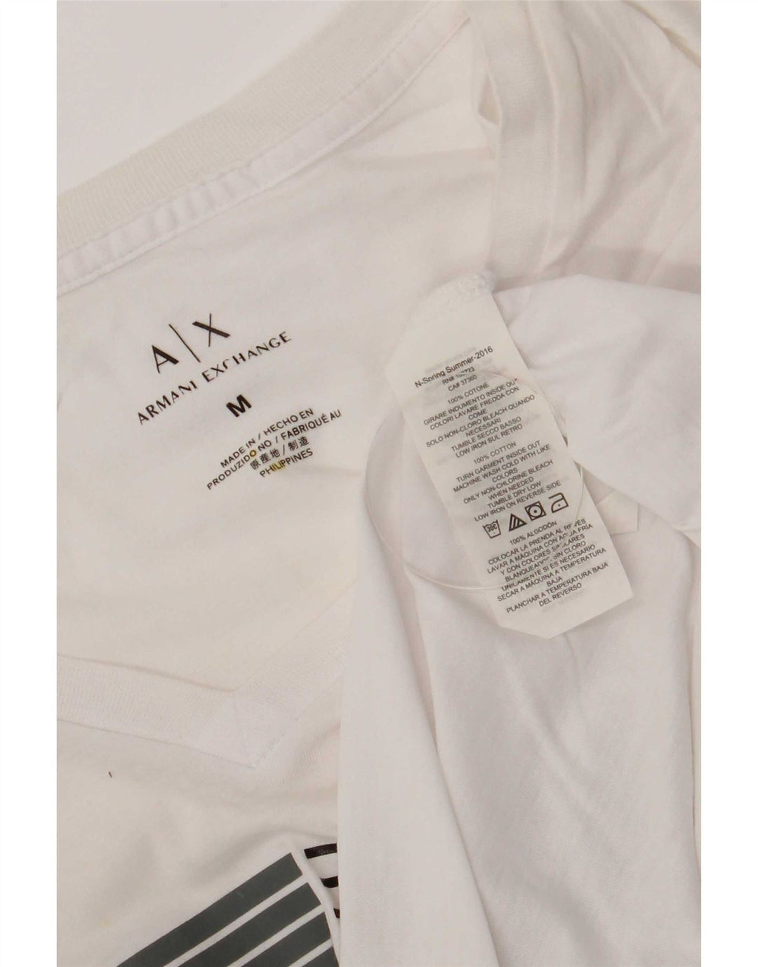 Camiseta gráfica masculina Armani Exchange Top médio algodão branco