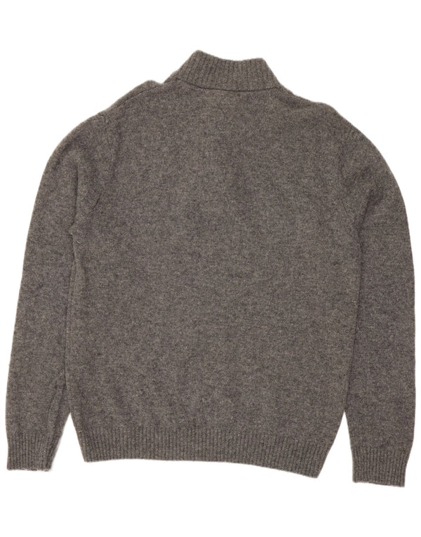 Suéter masculino com gola redonda e gola redonda XL de lã cinza