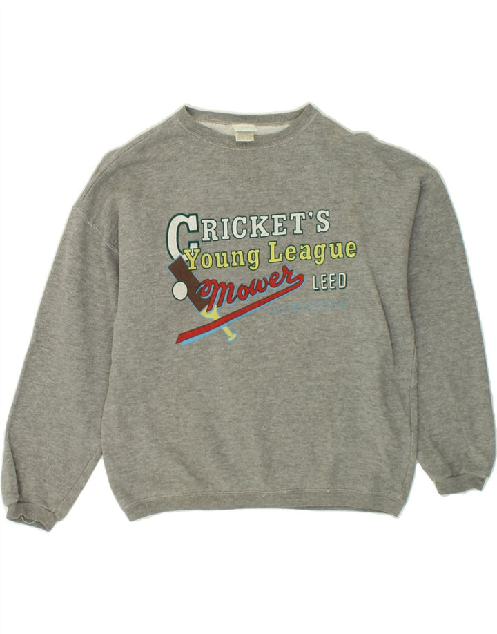 BENETTON Boys Graphic Sweatshirt Jumper 11-12 Years XL Grey Cotton Vintage Benetton and Second-Hand Benetton from Messina Hembry 