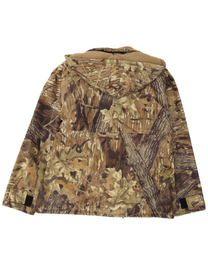 Jaqueta corta-vento masculina vintage IT 50/52 grande poliéster floral cáqui