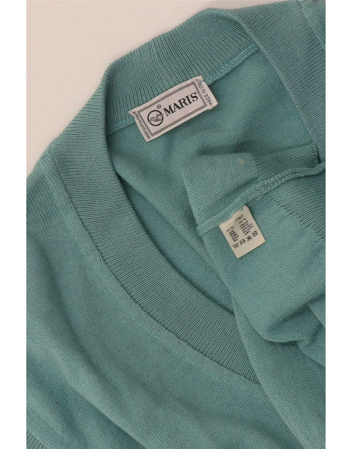 Suéter cardigã masculino vintage sem mangas XL lã azul