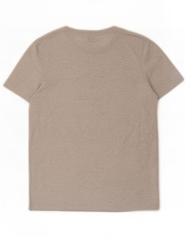 Camiseta masculina gráfica Jack & Jones Top algodão manchado cinza médio