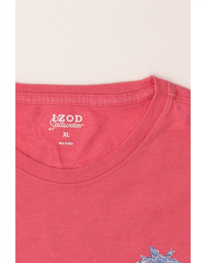 IZOD Mens Salt Water Graphic T-Shirt Top XL Pink Vintage Izod and Second-Hand Izod from Messina Hembry 