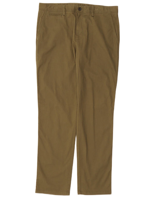 John Lewis Mens Slim Fit Chino Trousers W34 L32 Khaki Cotton