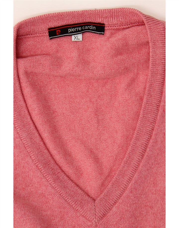 PIERRE CARDIN Mens V-Neck Jumper Sweater XL Pink Acrylic Vintage Pierre Cardin and Second-Hand Pierre Cardin from Messina Hembry 