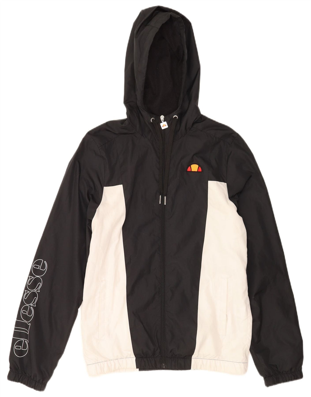 Jaqueta masculina Ellesse com capuz gráfico com capuz pequeno bloco colorido preto