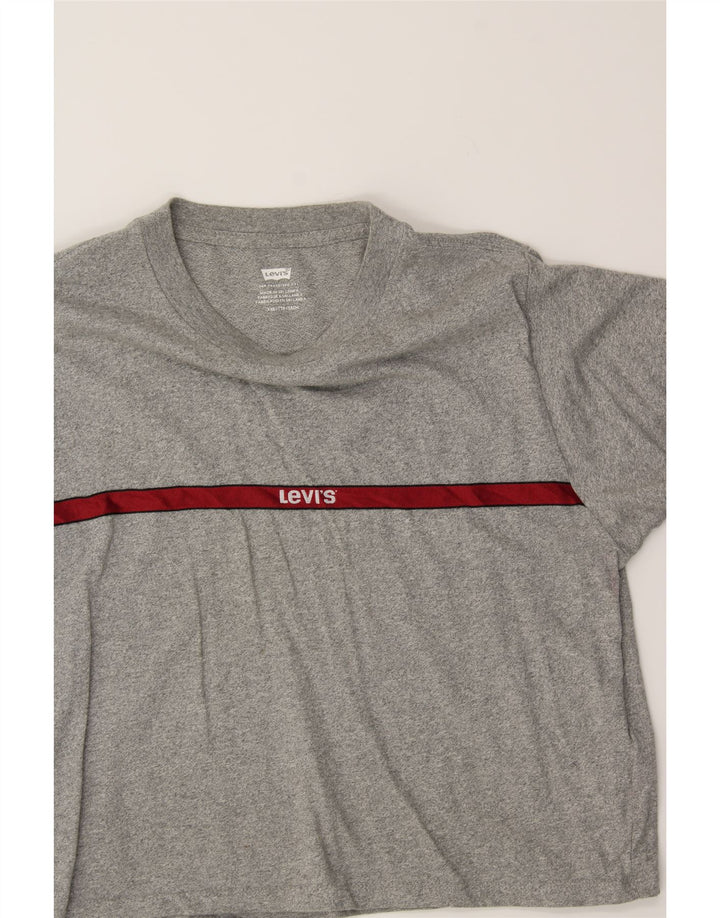 LEVI'S Womens Crop T-Shirt Top UK 2 2XS Grey Cotton Vintage Levi's and Second-Hand Levi's from Messina Hembry 