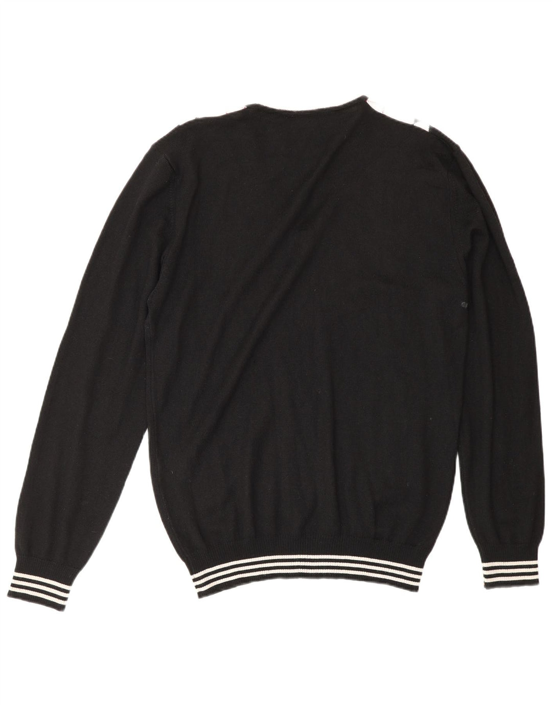 Suéter masculino vintage com decote em V XL preto Argyle/lã diamante