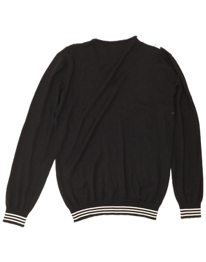 Suéter masculino vintage com decote em V XL preto Argyle/lã diamante