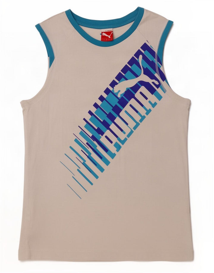 Puma Mens Graphic Vest Top Médio Algodão Branco