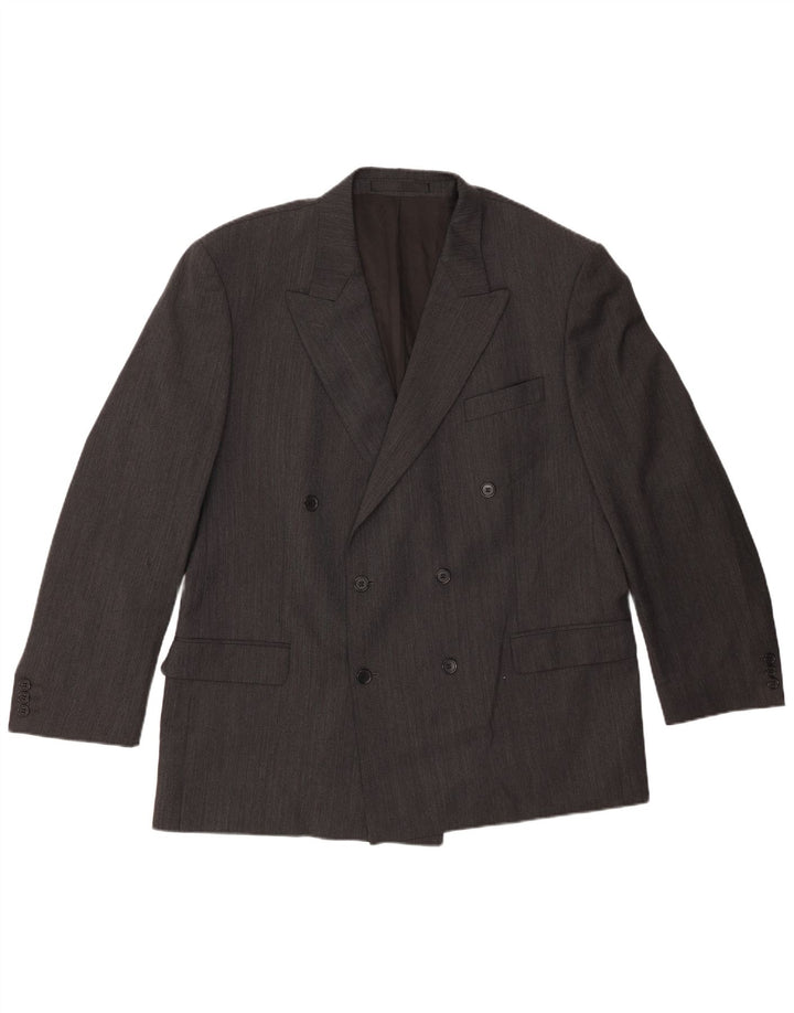 Jaqueta blazer masculina Marks & Spencer com peito duplo Reino Unido 46 3XL cinza poliéster