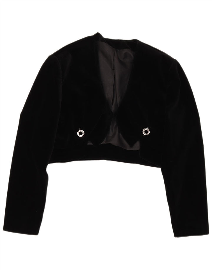 Jaqueta Bolero Feminina Vintage IT 48 XL Algodão Preto