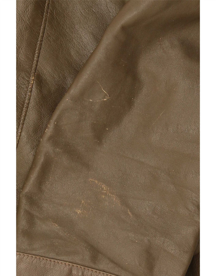 Jaqueta de couro masculina vintage Reino Unido 38 couro cáqui médio