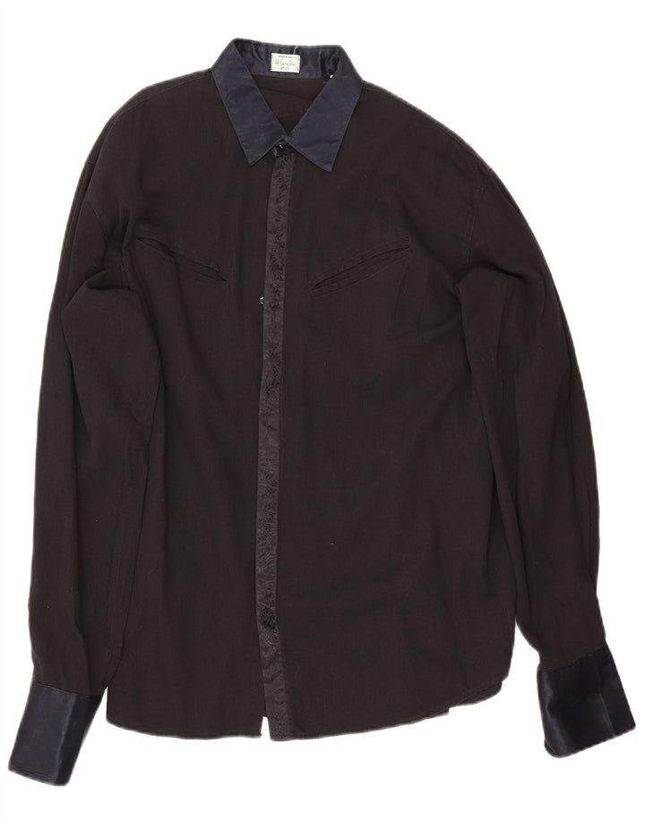 Camisa masculina Benetton grande algodão preto