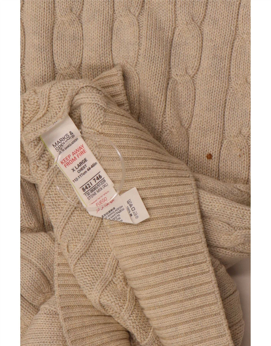 Suéter masculino Marks & Spencer com gola redonda XL bege