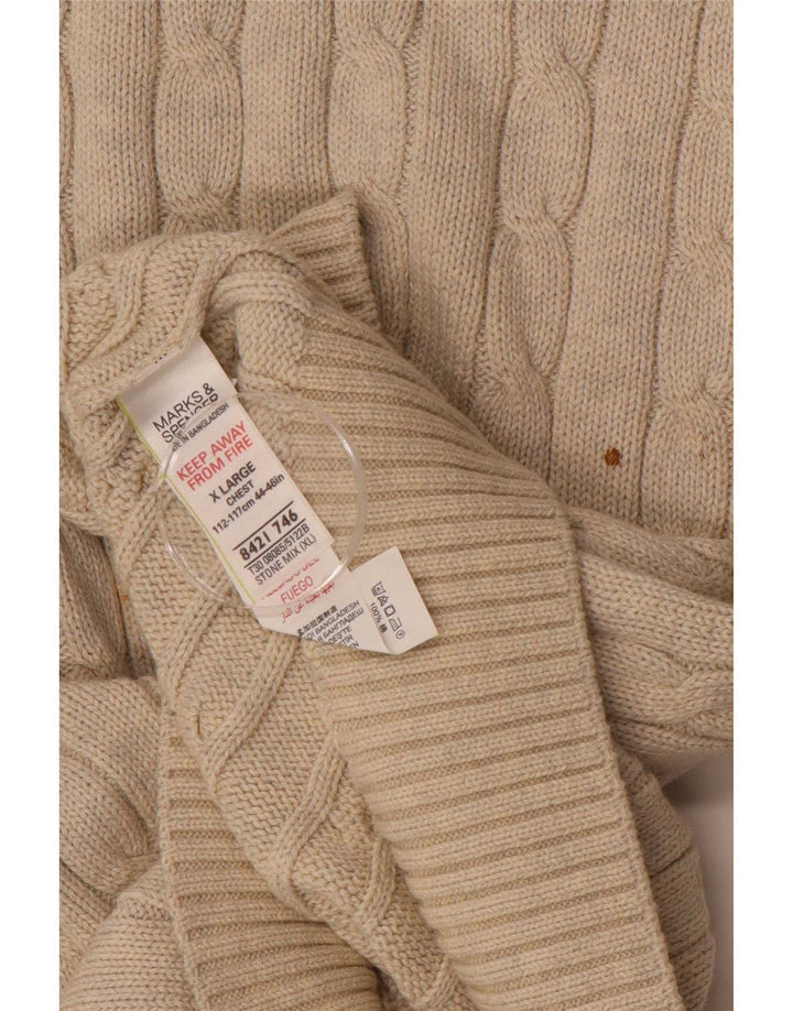 Suéter masculino Marks & Spencer com gola redonda XL bege