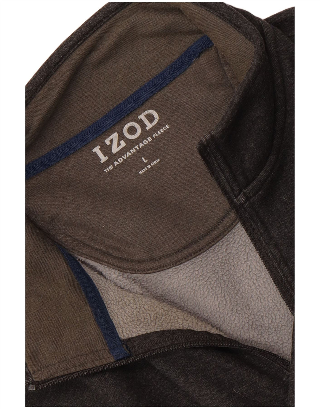 Suéter masculino Izod com zíper e gola grande cinza