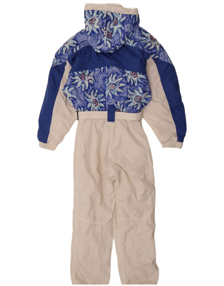 Ellesse Macacão feminino de esqui grande com capuz IT 40 pequeno floral branco